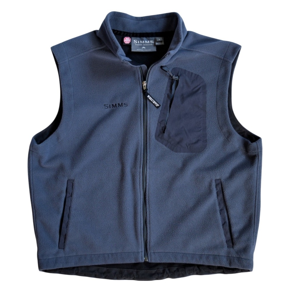 Simms Windstopper ADL Vest Men's Large Blue Fleece Fishing Vest - "AS IS" Pocket